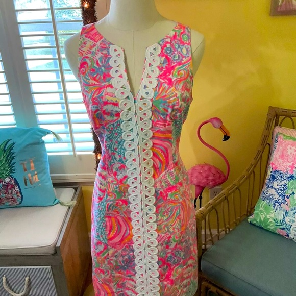 Lilly Pulitzer NWT Ryder Shift Dress Swiss Fish Size 4 Gorgeous! - Picture 2 of 9